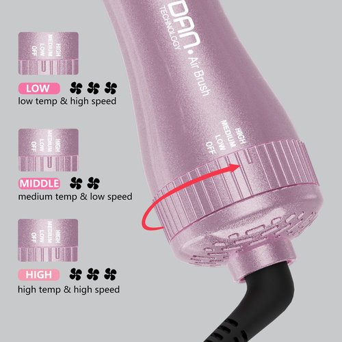 DAN Dual Voltage Hair Dryer Brush,2 inch Blow Dryer Brush,110V-120V/220V-240V Automatic Dual Voltage,smallBrush Hair dryers with Multifunctional Conversion Plug,for European and Travel Use