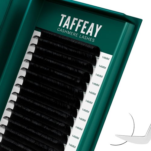 TAFFEAY Cashmere Classic & Volume Lash Extensions C/CC/D/B/J Curl,0.03-0.15 Thickness,8-20mm Length,Super Matte Black Individual Eyelashes Tray-16 Rows,Salon Supplies for Lash Techs (0.03 CC 12mm)