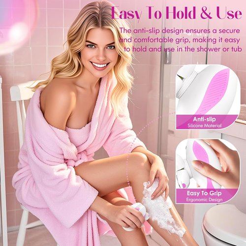 Electric Razors for Women,Rechargeable Body Shaver, Wet and Dry Use, Cordless Electric Razor Hair Remover Anti-Slip Lady Trimmer for Women's Leg, Hand, Bikini and Face Sensitive Skin (5 Head-Rose)