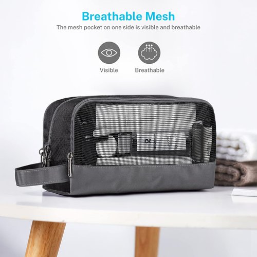 Gonex Travel Toiletry Bag - Durable Nylon Shaving Organizer in Black | Perfect for Travel