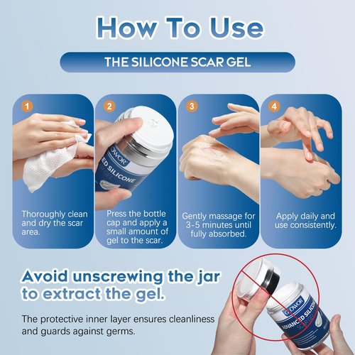 Advanced Silicone Scar Gel for Face & Body – Silicone Scar Cream for Old & New Scars, Reduces Appearance of Scars from Acne, Surgery, Burns, Injuries, C-Sections & More (1.76 Ounce)