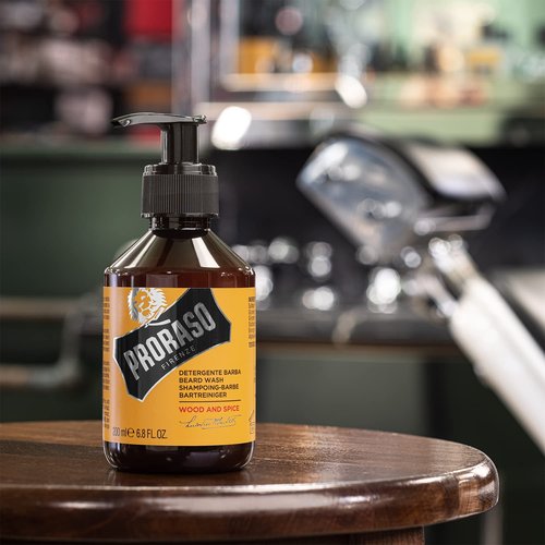 Proraso Wood and Spice Beard Wash - Moisturizing & Cleansing Cedarwood & Vanilla Beard and Face Wash - Men's Facial Cleanser - 6.8oz