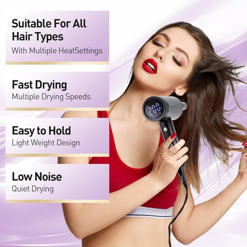 Skiennix High-Speed Ionic Hair Dryer - 1600W Powerful Motor for Fast Drying | Lightweight & Foldable Design
