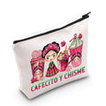 TOBGBE Funny Cafecito Y Chisme Mexican Coffee Cups Makeup Bag Mexican Concha Pun Gift Mexican Themed Bag Mexican Women Gift (Cafecito Bag)