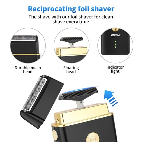 HIENA PRO Professional Hair Clippers for Men, Cordless Hair Clipper for Barber Clippers and Trimmer LED Haircut Set with Foil Shaver, Nose Trimmer, Rechargeable Clippers for Men