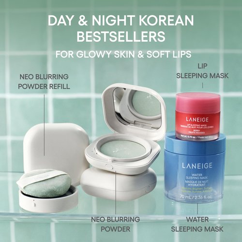 LANEIGE Neo Powder & Keychain Bundle: Viral K-Beauty Blurring Powder & Travel-Friendly Keyring for On-the-Go Touch-Ups