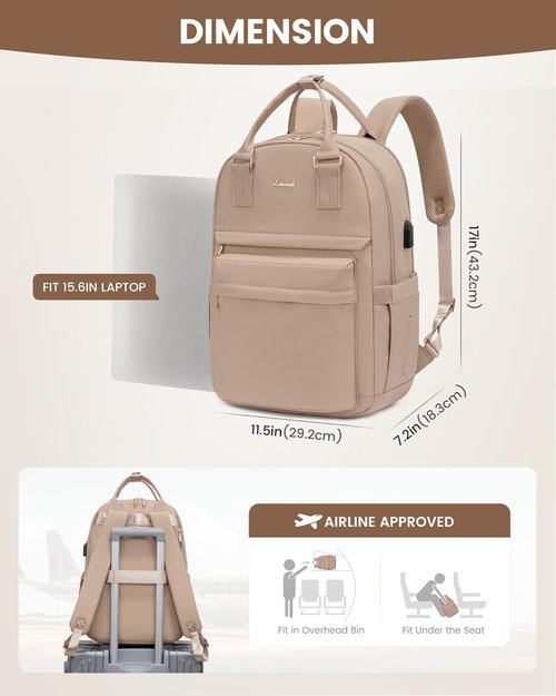 LOVEVOOK Laptop Backpack - Stylish 15.6 Inch Waterproof Bag with USB Port for Women | Ideal for Travel & Work