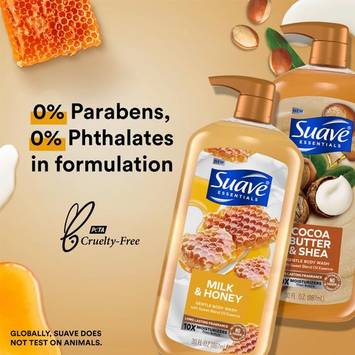 Suave Body Wash Variety Bundle – Milk & Honey 2-Pack & Cocoa Butter Shea, Gentle & Moisturizing Body Washes with Vitamin E, 30 Oz Ea (3 Piece Set)