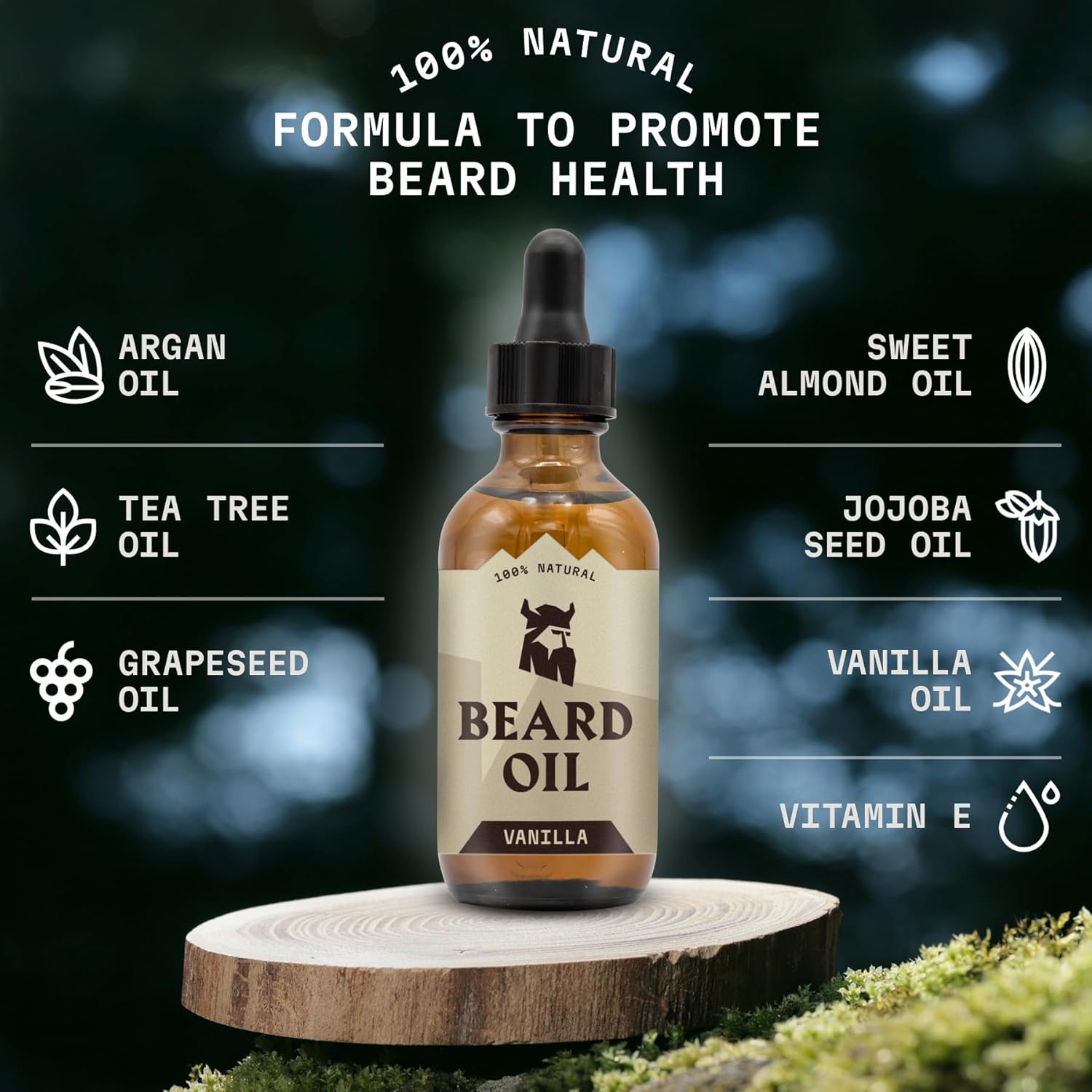 Striking Viking Vanilla Beard Oil - Naturally Derived Conditioner with Argan & Jojoba Oils for Soft, Moisturized Growth (2 Oz)