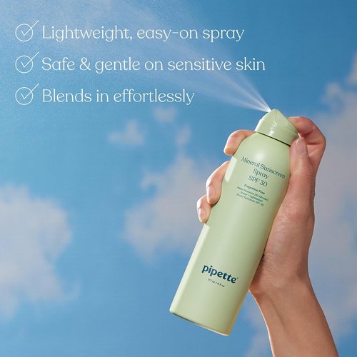 Pipette Baby Mineral Sunscreen Spray SPF 30 - Water-Resistant Non-Nano Zinc Oxide | 6 oz, Safe for Sensitive Skin