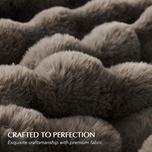 EverGrace Ultra Soft Faux Rabbit Fur Throw Blanket - Thick & Cozy Reversible Design, Dark Taupe, 60x80 Inches