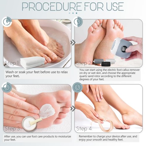 KAZLIE Electric Foot Callus Remover, Rechargeable & Waterproof Pedicure Tool with 3 Roller Heads, 2 Speeds for Dead, Hard, Cracked, Dry Skin Care