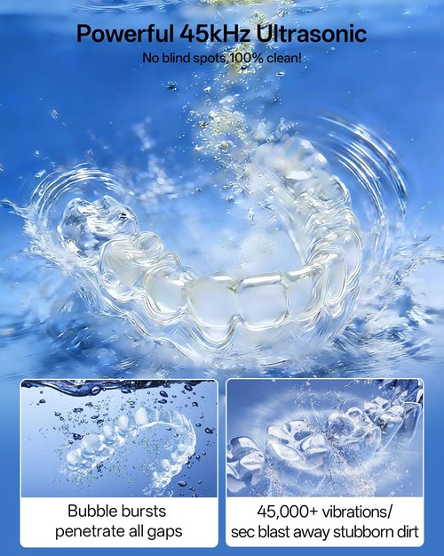 30W Ultrasonic Retainer Cleaner Machine,IPX7 Waterproof Dental Cleaning Pod,45kHz Denture Dome With UV Light,3 Modes, Digital Timer for Night Guard, Mouth Guard, Braces with 230ml Tank(Grey)