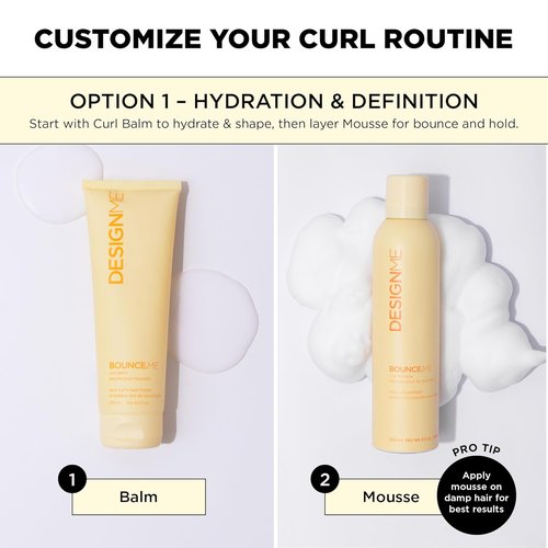 DesignMe Bounce.ME Curl Cream & Mousse for Curly Hair - Defines, Hydrates & Controls Frizz | Non-Sticky Formula