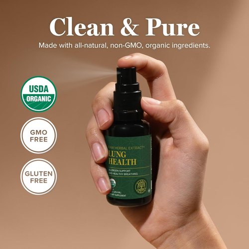 Global Healing Organic Lung Health Supplement - Herbal Nasal Decongestant Spray for Respiratory Support | 1 Fl Oz