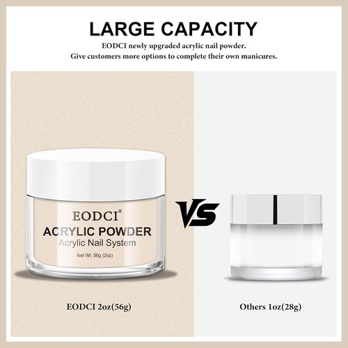 Eodci Acrylic Powder - Cover Pink 56g | Professional Nail Extension & Carving, Long-Lasting, No Lamp Needed