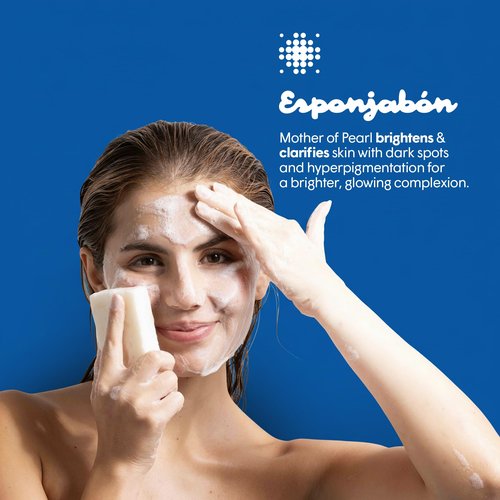 T.Taio Esponjabon Mother of Pearl and Pore-Cleansing Soap Sponges — Shower Scrubbers That Remove Oil and Dirt — Sponges to Scrub Foot, Elbow, and Face — Bathroom Accessories — Fresh Scent (2-Pack)