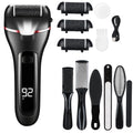 zikillya® Electric Foot Callus Remover, 16 Pack Foot File Pedicure Kit Tools,Waterproof Foot Scrubber Dead Skin Remover with 3 Roller Heads & 2-Speed Power Pedicure Tools for Feet Hands Heel (Black)