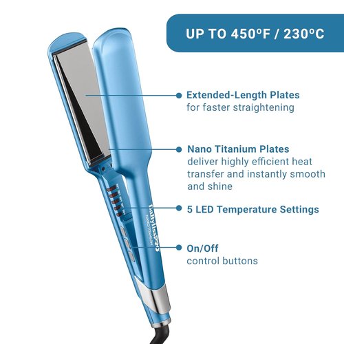 BabylissPRO Nano Titanium Hair Straightener - Ultra-Sleek Flat Iron for All Hair Types