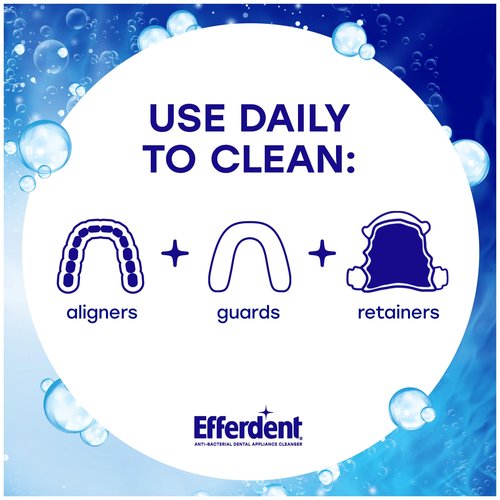 Efferdent Retainer Cleaner Tablets for Aligners, Mouth Guards & Night Guards, Clean & Bright, 120 Count, 3-Minute Daily Retainer Cleaner, Tough Stain & Odor Remover for Dental Appliances
