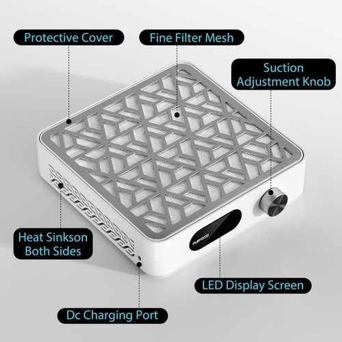 Purtato Nail Dust Collector, Powerful Vacuum Fan Vent Dust Collector Extractor Dust Suction Machine for Acrylic Nails Polishing, Nail Salon,White