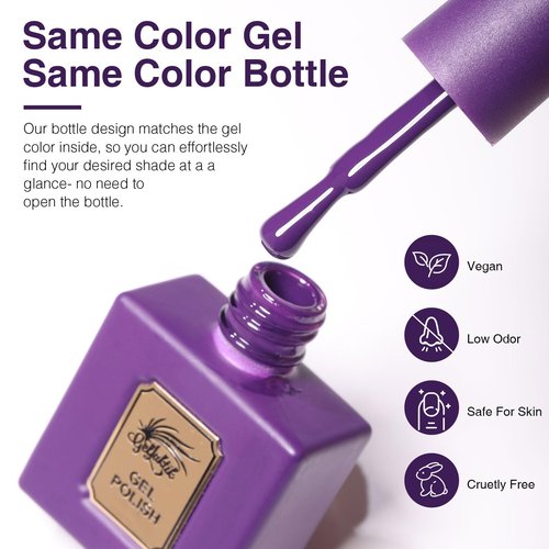 GELLAKTIK Gel Polish Set of 6 Colors 12ml with Purple Beige,Spring Gel Polish Kit for Salon DIY at Home, Soak Off LED UV Gel Nail Polish, Gifts for Women Girls