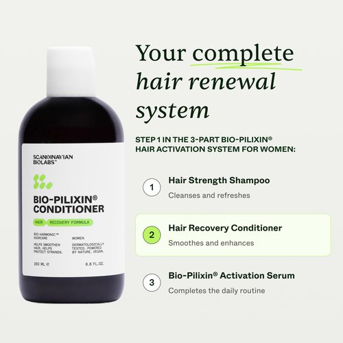 Scandinavian Biolabs Bio-Pilixin® Conditioner For Women | Prevents Split & Damaged Ends, Restores Weak Hair, Supports Scalp Vitality, Dermatologically Tested, Made in Denmark, 250 mL/ 8.8 Oz