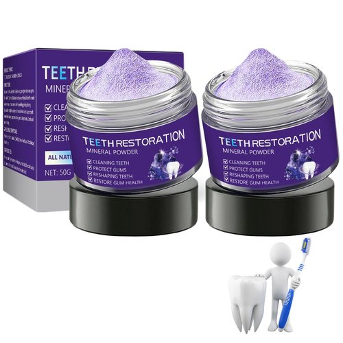 2PCS Mineral Powder for Rooth Restoration, Strengthens Gums, Teeth White Freshens Breath Mineral Powder, Natural Teeth Restoration