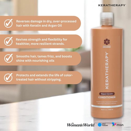 KERATHERAPY KeratinFIXX Repair Conditioner - 33.8 fl. oz. | Nourishing Formula for Dry, Damaged Hair with Caviar Extract & Argan Oil