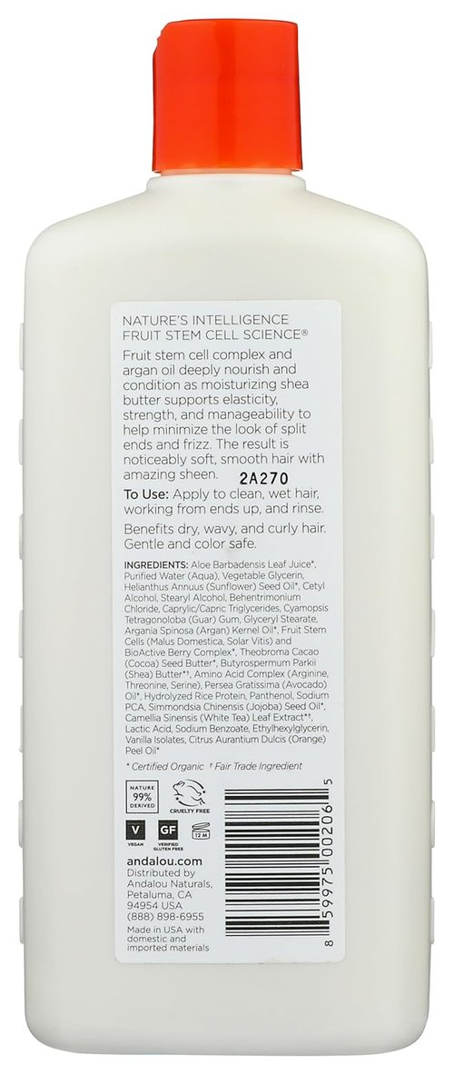 Andalou Naturals Moisture Rich Conditioner - Argan Oil & Shea Butter for Dry Hair | 11.5 Oz