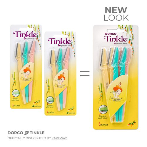 Tinkle Dermaplaning Tool 18ct, Dermaplane Razor for Women, Safe and Easy Peach Fuzz Remover, Eyebrow Trimmer with Protective Cover (6 Packs of 3)