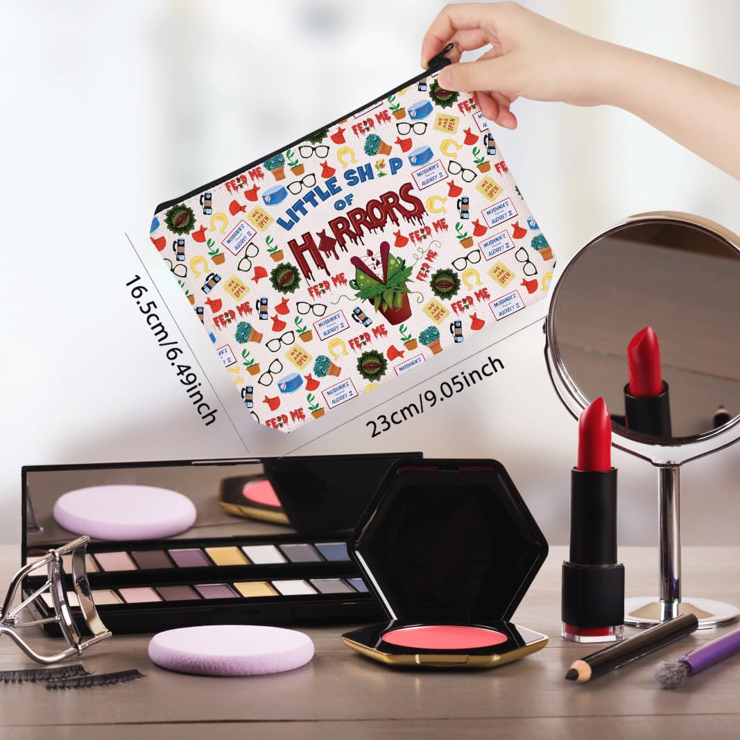 WCGXKO Horror Lover Gift Scary Movie Gift Little Shop Movie Makeup Bag for Scary Lover