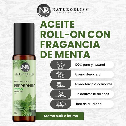 NaturoBliss Peppermint Essential Oil Roll-On - Refreshing Aromatherapy, 10 ml