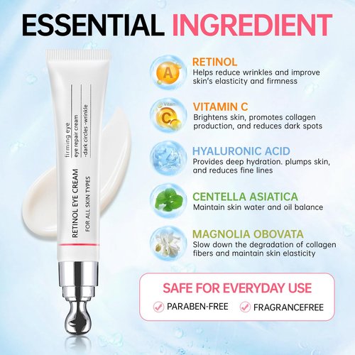 Instant Reduction of Eye Bags-Retinol Eye Cream Dark circles,Relieves Dark Circles And Puffiness, Youth Eye Cream: Smooth Wrinkles,Hydrating, Tightens The Delicate Skin Under The Eyes 0.7 OZ -PPP