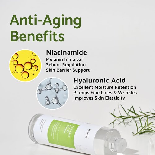 IUNIK Centella Calming Gel Cream & Tea Tree Relief Toner Vegan Moisturizing Hydrating Skincare for Sensitive Oily Acne-prone Skin Breakout Blemish Redness Care Korean Skincare