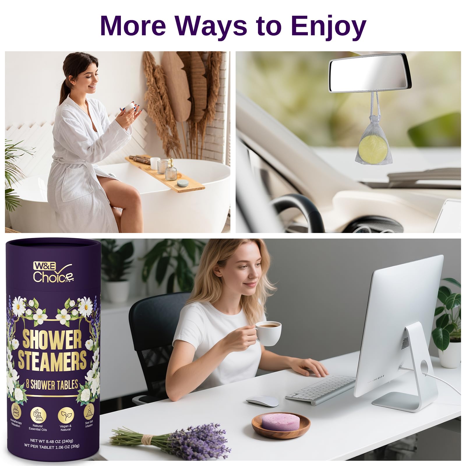 W&E Choice Shower Steamers Aromatherapy 8 Counts, Christmas Gifts for Women, Shower Bombs with Natural Essential Oils for Daily Relaxation & Stress Relief, Birthday Gifts for Wife, Mom