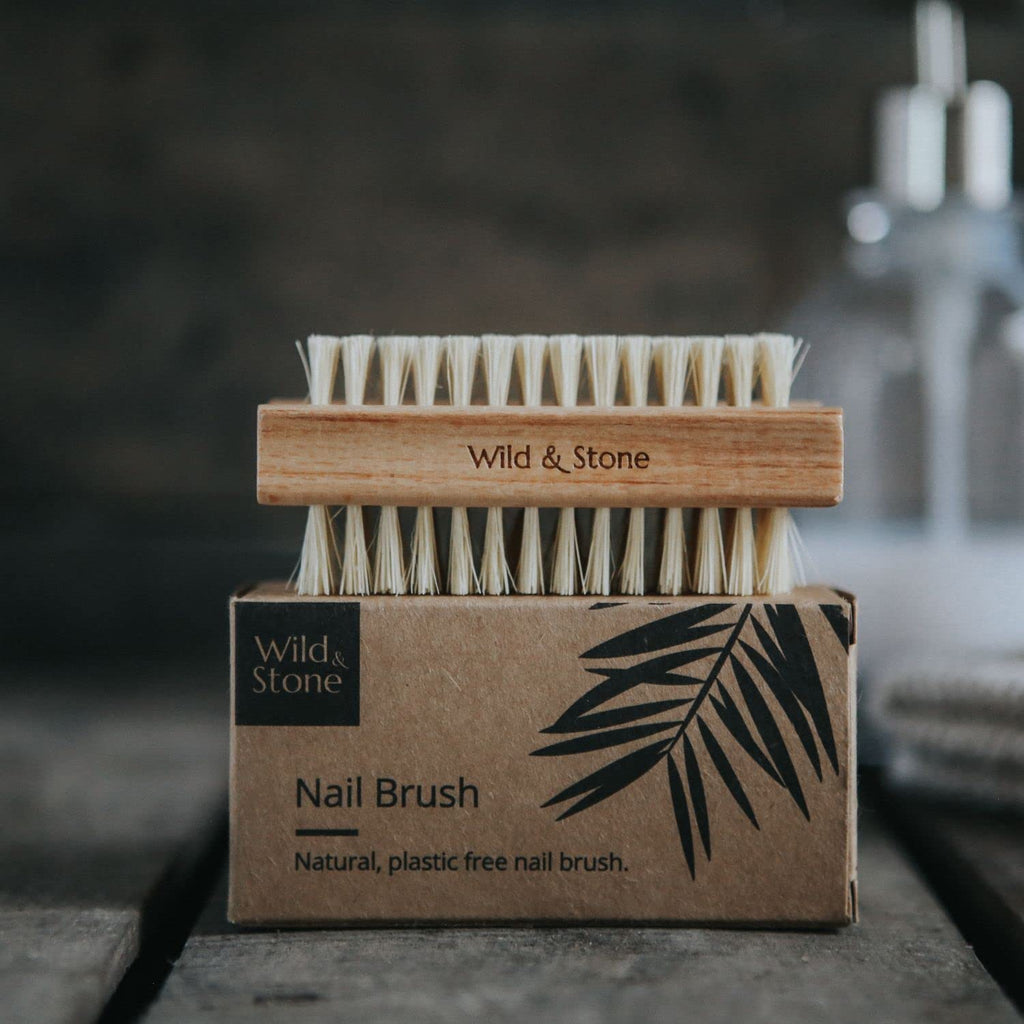 Wild & Stone | Wooden Nail Brush | Double-Sided Natural Sisal Fingernail and Toenail Brush | FSC Certified Beechwood & Sisal Fibres | Vegan & Plastic Free (One Size, 2, Count)