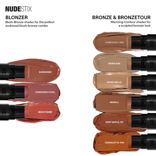 Nudestix Nudies Bronze All Over Matte Bronzing Stick – 3-in-1 Cream Bronzer for Cheeks, Eyes & Lips with Built-In Brush | Natural Contour & Sun-Kissed Glow | Bondi Bae