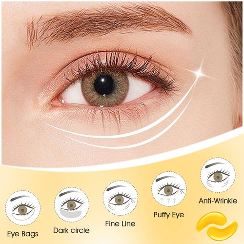 Adofect Under Eye Patches 30 Pairs, 24K Gold Under Eye Mask with Hyaluronic Acid for Dark Circles and Puffy Eyes, Bachelorette Party Accessories, Bridesmaid Gifts, Daily Skin Care