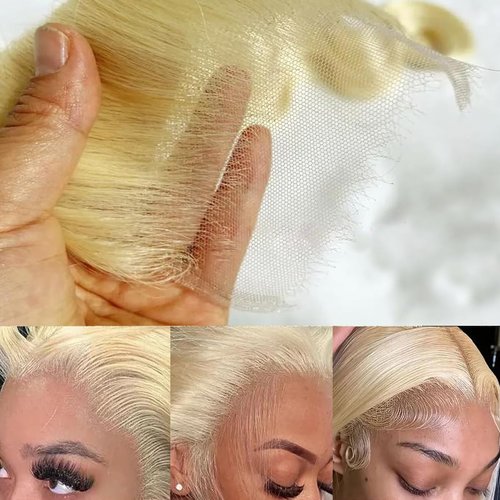613 5x5 Closure Hd Lace Transparent Deep Part 55 613 0.11mm Ultra-Thin Invisible Skinlike Lace Closure Blond Color 12a Grade Body Wave Human Hair Pre Plucked With Baby Hair Free Part 14 Inch