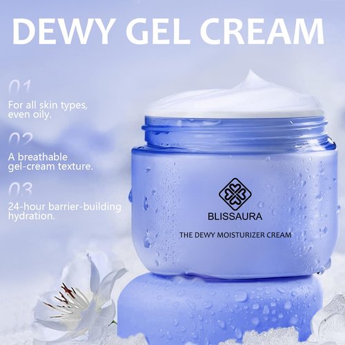BlissAura The Dewy Skin Cream Face Moisturizer Skin Care Face Cream Boost Water Gel Lightweight Oil-Free -Improve Skins Hydration 1.7 fl oz