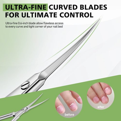 BALUCA Professional Extra Fine Curved Cuticle Scissors - Super Slim 3.9” Manicure & Grooming Scissors with Precision Tip for Nails, Cuticles, Eyebrows, Eyelashes, Dry Skin