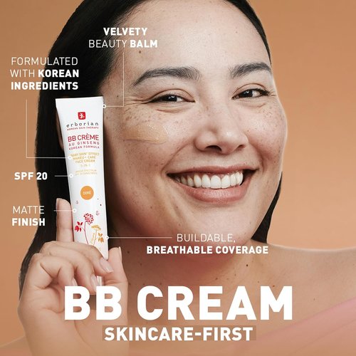 Erborian BB Cream Matte - Tone-Evening Beauty Balm with SPF 20 | Hydrating, Buildable Coverage, Natural Finish