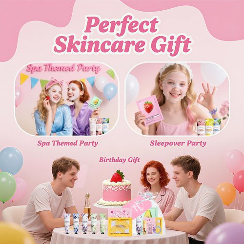 90Pcs Spa Skincare Set for Kids & Women,Skin Care Spa Kit for Girls Ages 8-12,Galentines & Valentines Day Gifts, Under Eye Patches, Lip Mask, Birthday Sleepover Party Supplies for Girls, Bulk Gifts