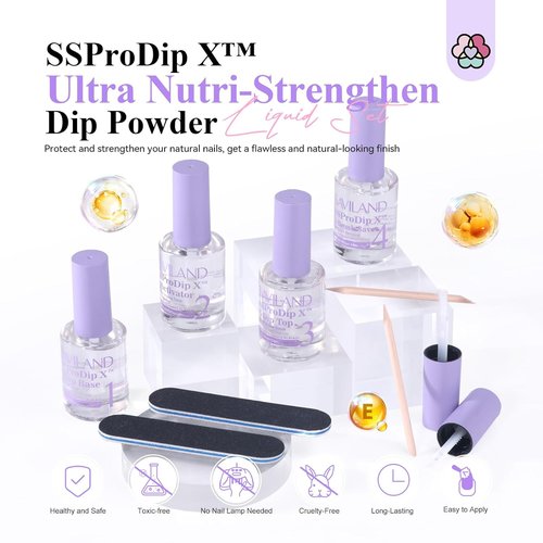SAVILAND Dip Powder Liquid Set - HEMA-Free Nail Dipping System Essentials | 15 ml for DIY Strengthening at Home