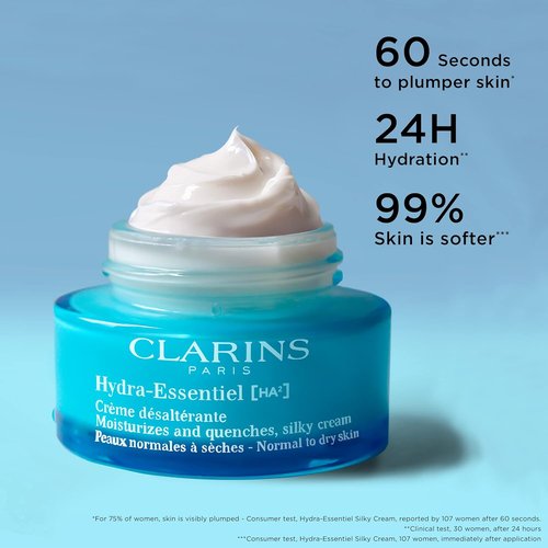 Clarins Hydra-Essentiel Silky Cream & Self Tanning Face Booster Bundle - Hydrating Moisturizer for Normal to Dry Skin with Hyaluronic Acid