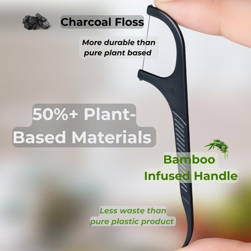 Dental Floss Picks-200 Count Individually Wrapped, Strong Charcoal Floss for Tight Teeth, Gum Health, Plaque Removal, Travel & Daily Oral Hygiene Friendly by SelectShen™