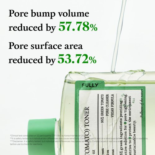 FULLY Green Tomato Toner, Pore Tightening with 95% Green Tomato Extract and VIT C, Skin Soothing and Hydrating, Fragrance Free, Vegan & Dermatologically Tested, 8.45 fl.oz