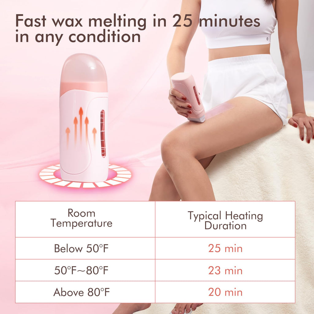 Waxpro Roll On Wax Kit, Wax Roller Kit - Waxing Kit for Women & Men with 2 Honey Wax Refills & 50 Wax Strips, Home Hair Removal for Body and Legs, Easy Painless & Smooth
