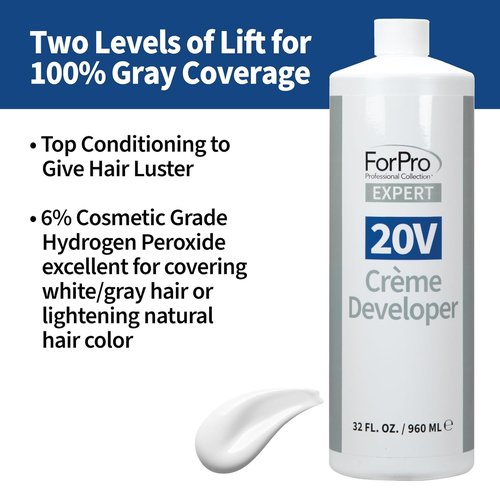 ForPro Expert 20 Volume Crème Developer - Hair Lightening & Gray Coverage, 32 Fl Oz